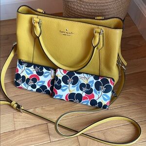 Kate Spade Yellow Leather Tote Bag with Floral Wallets EUC !!LAST CHANCE!!!